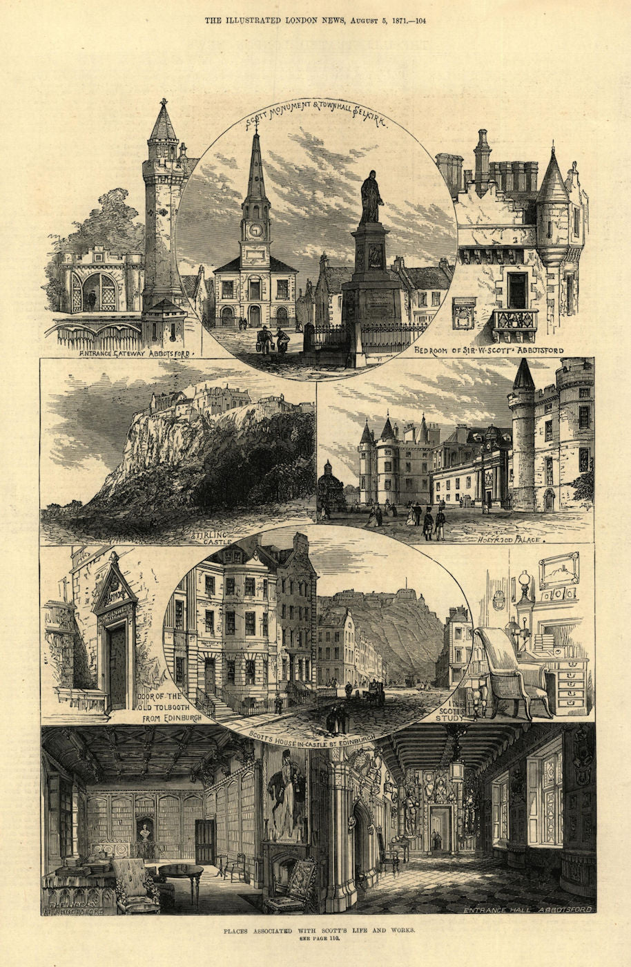 Sir Walter Scott: Abbotsford Stirling Holyrood Selkirk Castle St. Edinburgh 1871